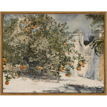 Keretezett vintage narancsfák falikép 28x36 cm