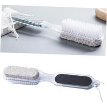 Pilă de picioare ergonomică cu 3 bucăți, pentru îndepărtarea calusului, cu două fețe, cu piatră ponce și perie de unghii