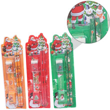 3sets Christmas Theme Stationery Kit Pencils Erasers Ruler for Boys and Girls School Supplies Holiday