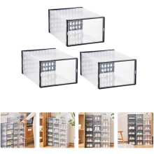Set van 3 schoenendozen, opbergdozen voor schoenen, 34 * 15,5 * 24 cm, gemaakt van stevig PP-plastic, gemakkelijk op te bergen, voor thuisgebruik.