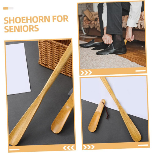 st bambu trä skohorn ergonomiskt bärbart skolyftverktyg