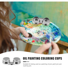 3 latas de aceite para pintura, vasos de agua, paletas portátiles, vasos dobles para pintura al óleo, colorear y dibujar.