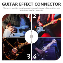 3 ks konektorov pre gitarový pedál, poniklovaná mosadz, 6,35 mm priamy, efektový, silný signál