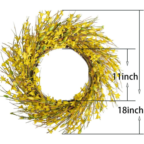 Τεχνητό στεφάνι Forsythia 18 ιντσών κίτρινο 1