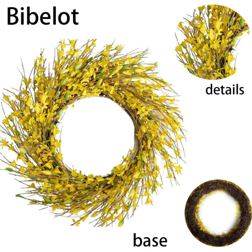Τεχνητό στεφάνι Forsythia 18 ιντσών κίτρινο 2