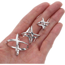 Set van 3 X-vormige sjaalringen, witte metalen sjaalclips met een binnendiameter van 12 mm, 18 mm en 21 mm.
