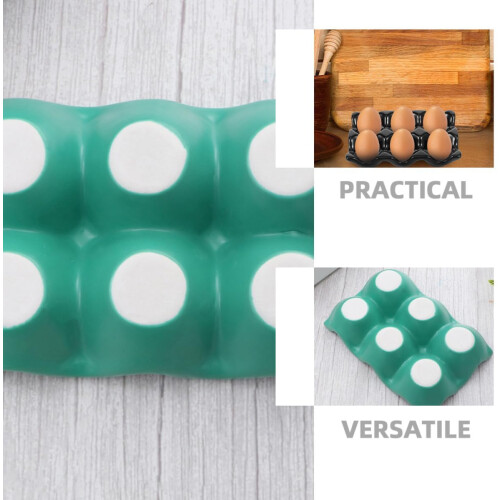 3pcs Ceramic Egg Storage Tray with 6 Holes Each Nonslip Bottom Egg Holder Container 2