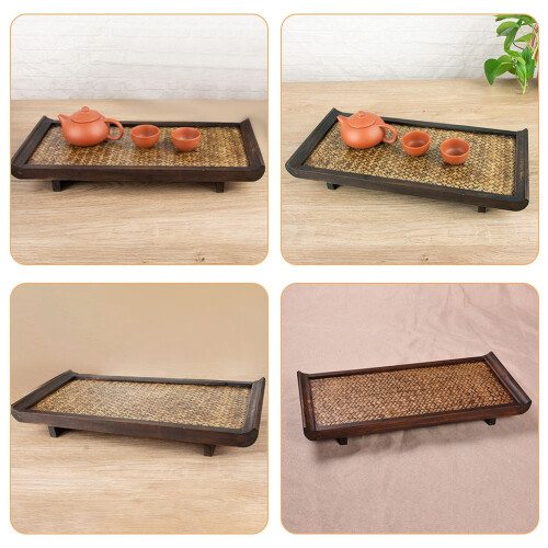 Plateau à thé rectangulaire en bois 39 x 19 cm 1