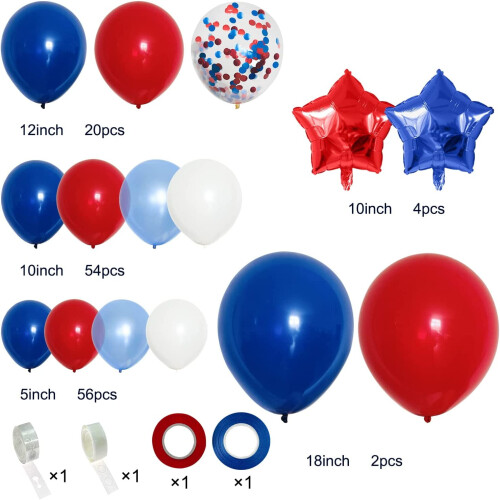 Kit per arco di palloncini blu navy, rossi e bianchi, 140 pezzi 1