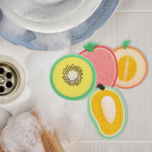 Lot de 4 éponges à vaisselle épaisses en forme de fruits - Accessoires de cuisine créatifs, confortables à utiliser et très absorbantes