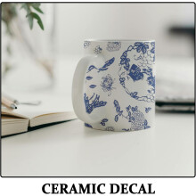 4 stuks onderglazuur transfers voor keramiek en porselein, transfervellen voor doe-het-zelf decoratie van aardewerk.