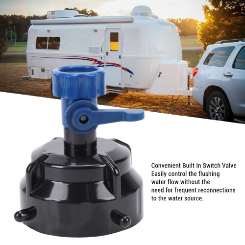 RV-Abwasserschlauch Spülkappe ABS Gewinde Blau/Schwarz 2