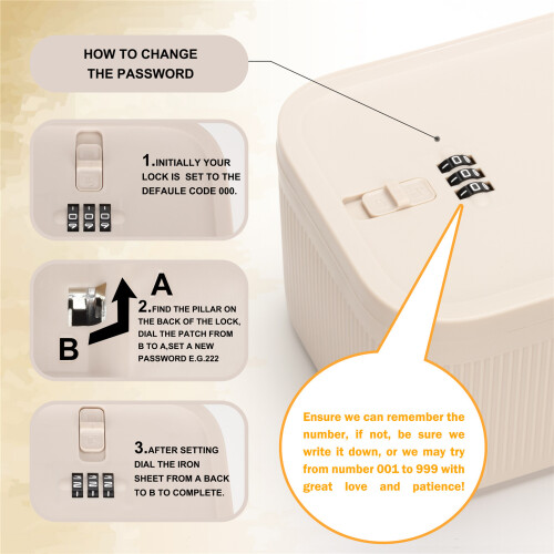 Password Lock Storage Case Stackable ABS Storage-1off white 2