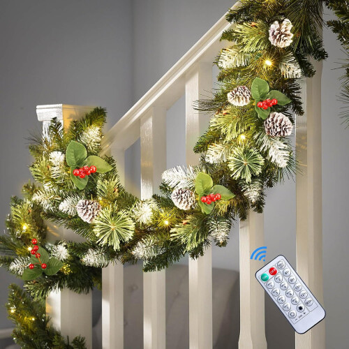 Artificial Christmas Garland Green 9 FT Color Changing 1