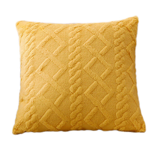 Coussin décoratif géométrique jaune 45 x 45 cm 1