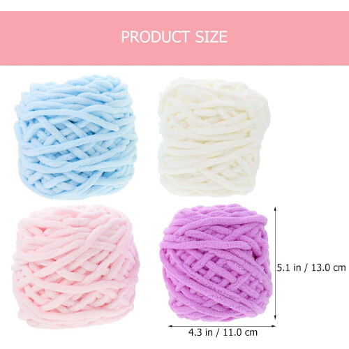 4-pack handstickat bomullsgarnset DIY ullgarn för halsduks- och mössstygn 1