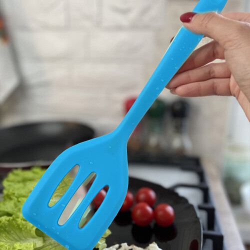 Σπάτουλα σιλικόνης με σχισμές για ψάρια, αυγά και τηγανίτες – Μπλε 2