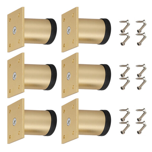 6 Stück verstellbare Betterhöhungen mit rutschfester Basis,-Gold