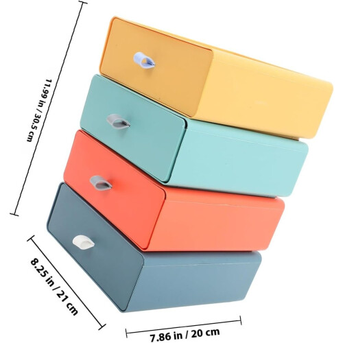 4pcs Stackable Drawer Storage Boxes Desktop Household Storage Case Multifunction Organizing Box 1
