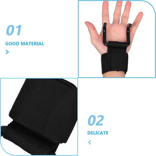Weightlifting Hooks and Wrist Straps Set, Steel Construction with Enhanced Grip Stability 2