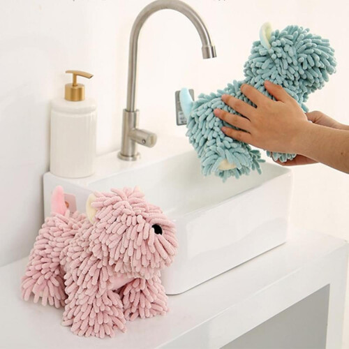 Serviette en chenille motif chiot 26 x 13 cm 1