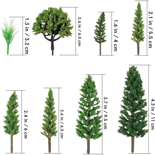 40pcs Mixed Miniature Model Trees Set for DIY Crafts and Model Train Scenery 1