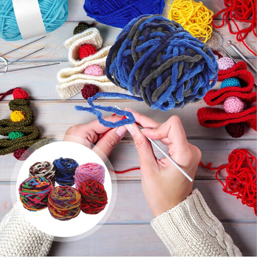 6 Knäuel dickes Häkelgarn aus Acryl für Pullover, Schals und Mützen 1