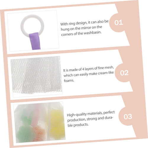 Facial Cleansing Foaming Nets Soap Pouch Set 4pcs Exfoliating Bubble Mesh Face Cleaning Tool 2