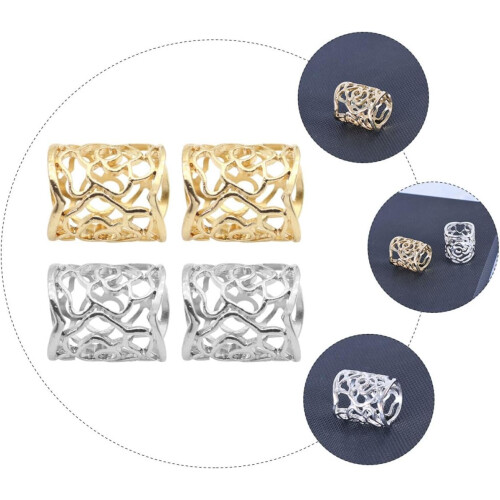 Fibbia ad anello per sciarpa Vintage Hollow Rose, 4 pezzi, clip per sciarpa oro e argento per donna 1