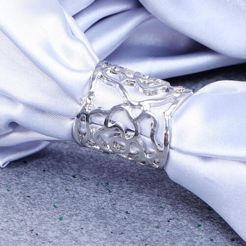 Fibbia ad anello per sciarpa Vintage Hollow Rose, 4 pezzi, clip per sciarpa oro e argento per donna 2