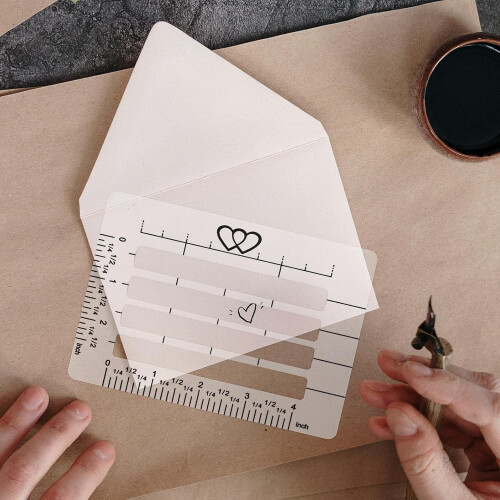 Conjunto de modelos de estênsiles de endereçamento de envelope de 4pcs, guia de envelope reutilizável oco 2