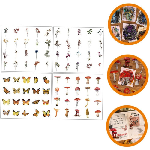 Σετ αυτοκόλλητων Vintage Floral 4 σετ, DIY, Scrapbooking, Είδη ημερολογίου 2