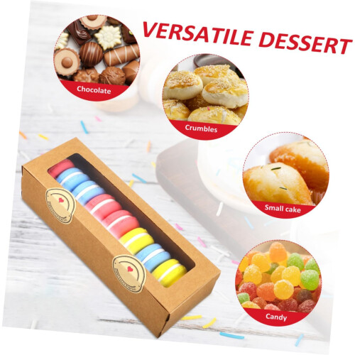 50pcs Kraft Small Cake Boxes Display Window for Macaron Storage and Pastry Packaging 2
