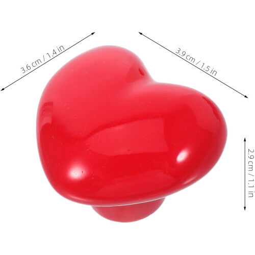 8pcs Red Heart Shape Ceramic Drawer Knobs with Screws, Cute Dresser Handles 1