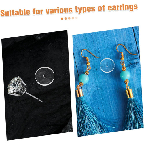 50 pezzi di cuscinetti di supporto piatti in silicone morbido per orecchini, ideali per piercing. 2