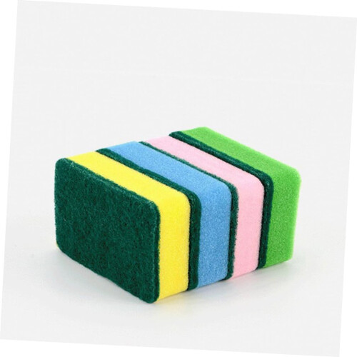 5pcs Dishwashing Sponge Pad Kitchen Cleaning Sponge Strong Decontamination Double Effect Mixed Color 1
