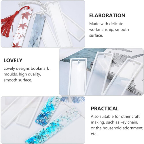 8Pcs Silicone Bookmark Mold DIY Rectangular Crystal Epoxy Resin Mold 2