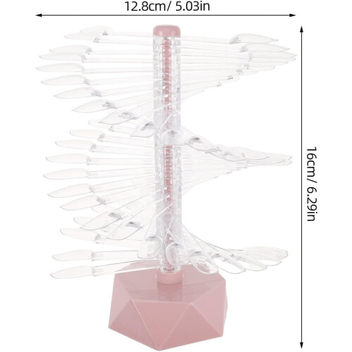 Spiral Nail Chart Display Stand for 60 False Nail Tips with Pink Hexagonal Base for Salon Practice 1