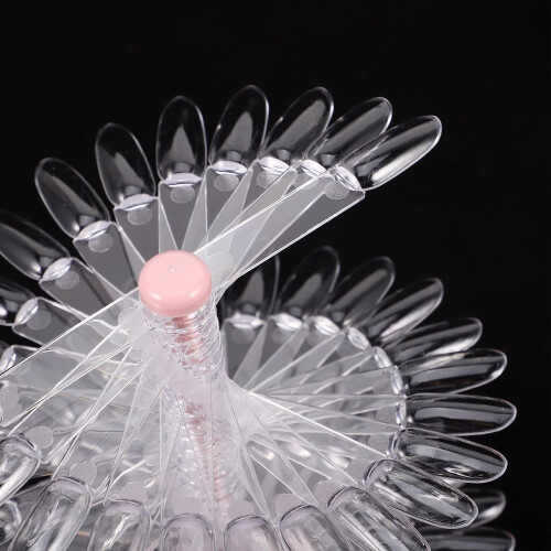 Spiral Nail Chart Display Stand for 60 False Nail Tips with Pink Hexagonal Base for Salon Practice 2