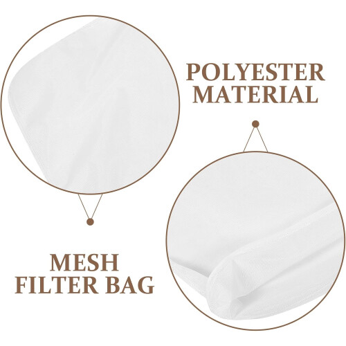 5 stk. bryggefilterposer med finmasket matfilterpose, gjenbrukbar polyester 2
