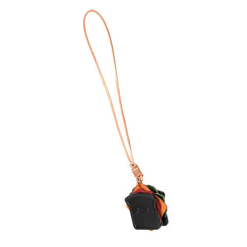 Leder-Sandwich-Charm, handgefertigtes Accessoire,-Schwarz