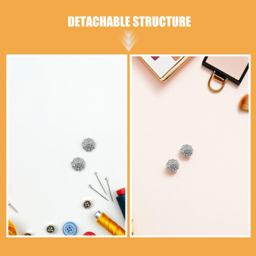 6 copri bottoni con strass a clip, accessori decorativi per camicie e gioielli. 2