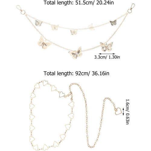 Chaîne de taille papillon dorée à plusieurs rangs 1