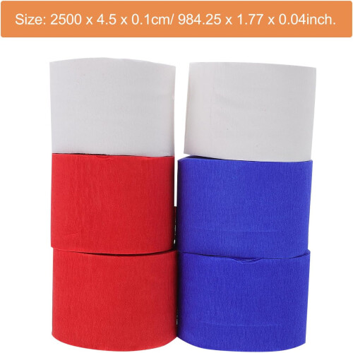 6pcs Crepe Paper Roll Party Streamer Streamer Paper Paintable Foldable White Red 1