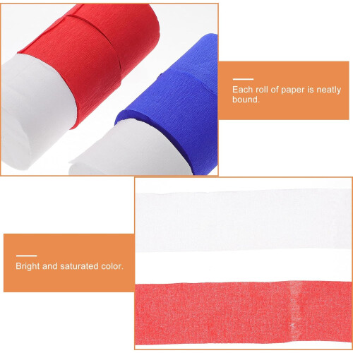 6pcs Crepe Paper Roll Party Streamer Streamer Paper Paintable Foldable White Red 2