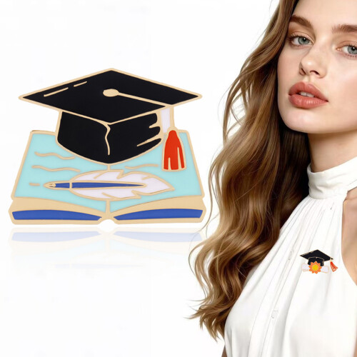 Portable Alloy Doctoral Cap Pin For School Uniform-Blue 2