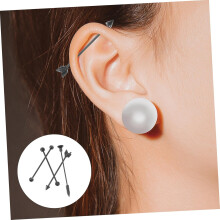 Ohrringe im Industrial-Stil, Pfeilform, Stahl, Edelstahl, Hantelform, Schwarz, Doppellöcher, Knorpelpiercing