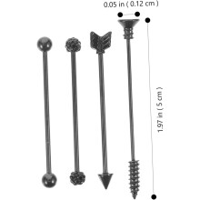 Ohrringe im Industrial-Stil, Pfeilform, Stahl, Edelstahl, Hantelform, Schwarz, Doppellöcher, Knorpelpiercing