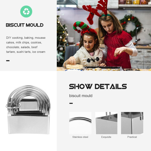 5pcs Biscuit Cutters Cookie Making Molds Square Shape Stainless Steel Superior Break Resistance Practical 2