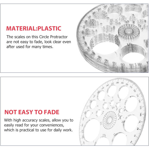 Plastic Protractor Set Drawing Multi-Function 6pcs 360 Degree and Geometry Tools 1